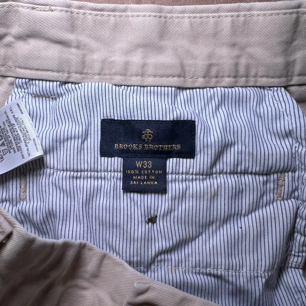 Brooks Brothers Men's Khaki Tan Chino Classic Preppy Old Money Shorts Size 33